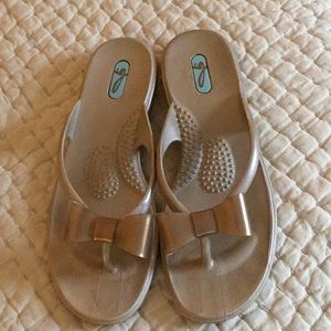 OKA b gold bow sandals